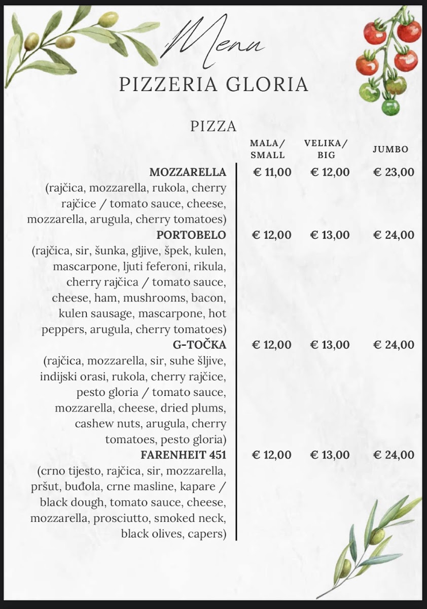 Menu Pizzeria Gloria Zagreb-2